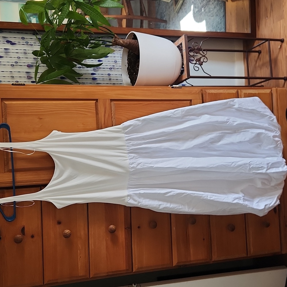 Zara white sleeveless balloon skirt midi dress size medium - Picture 3 of 8